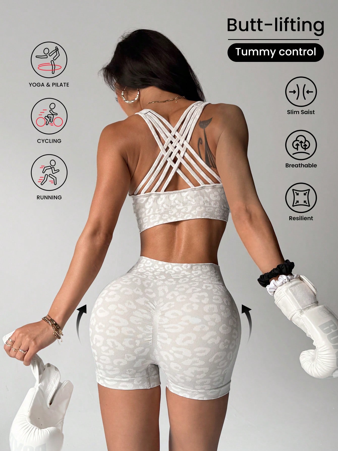 Crossfit Lifting - High waisted and belly hugging leopard